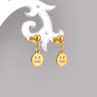Fashion Smiley Face Titanium Steel Gold Plated Hollow Out Drop Earrings 1 Pair main image 4