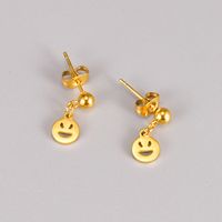 Fashion Smiley Face Titanium Steel Gold Plated Hollow Out Drop Earrings 1 Pair main image 5