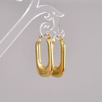 Simple Style Rectangle Titanium Steel Gold Plated Hollow Out Drop Earrings 1 Pair main image 4