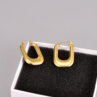 Simple Style Rectangle Titanium Steel Gold Plated Hollow Out Drop Earrings 1 Pair main image 3