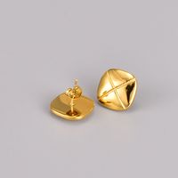 Fashion Cross Square Titanium Steel Gold Plated Ear Studs 1 Pair main image 4