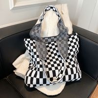 Women's Fashion Checkered Canvas Shopping Bags sku image 3