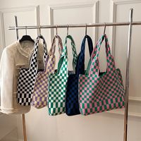 Women's Fashion Checkered Canvas Shopping Bags main image 1