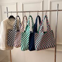 Women's Fashion Checkered Canvas Shopping Bags main image 6