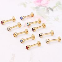 Fashion Solid Color Stainless Steel Inlay Artificial Diamond Ear Studs 1 Piece main image 2