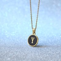 Simple Style Letter Stainless Steel Plating Pendant Necklace 1 Piece sku image 25