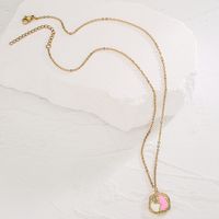 Fashion Irregular Color Block Copper Enamel Gold Plated Zircon Pendant Necklace 1 Piece main image 2