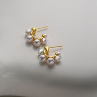 1 Pair Fashion C Shape Gold Plated Copper Artificial Pearls Gold Plated Ear Studs main image 4