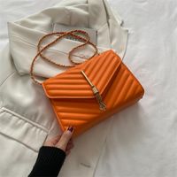 Women's Medium Pu Leather Solid Color Fashion Square Flip Cover Crossbody Bag sku image 4