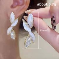 Fashion Leaves Copper Plating Artificial Diamond Drop Earrings 1 Pair main image 2