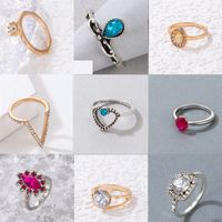 Simple Style Water Droplets Flower Alloy Inlay Rhinestones Unisex Rings 1 Piece main image 11