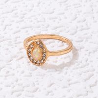 Simple Style Water Droplets Flower Alloy Inlay Rhinestones Unisex Rings 1 Piece sku image 2