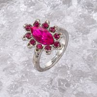 Simple Style Water Droplets Flower Alloy Inlay Rhinestones Unisex Rings 1 Piece sku image 3