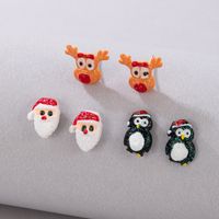 Cute Penguin Santa Claus Elk Alloy Unisex Ear Studs 3 Pairs main image 3