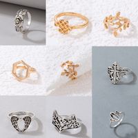 Simple Style Leaf Heart Shape Wings Alloy Hollow Out Unisex Rings main image 1