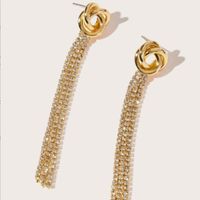 Shiny Tassel Alloy Inlay Artificial Diamond Women's Drop Earrings 1 Pair main image 1