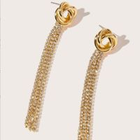 Shiny Tassel Alloy Inlay Artificial Diamond Women's Drop Earrings 1 Pair main image 5