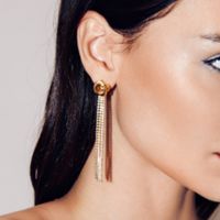 Shiny Tassel Alloy Inlay Artificial Diamond Women's Drop Earrings 1 Pair main image 4