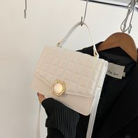 Women's Pu Leather Plaid Solid Color Fashion Quilted Square Flip Cover Crossbody Bag main image 4