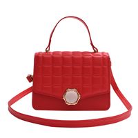 Women's Pu Leather Plaid Solid Color Fashion Quilted Square Flip Cover Crossbody Bag sku image 2