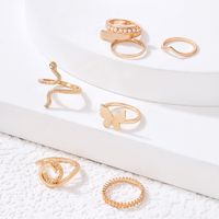Fashion Snake Butterfly Alloy Plating Artificial Pearls Unisex Rings 1 Set main image 2