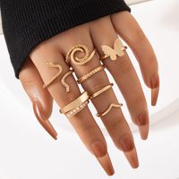 Fashion Snake Butterfly Alloy Plating Artificial Pearls Unisex Rings 1 Set main image 1