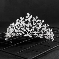 Korean Wedding Bride Headdress Olive Branch Alloy Rhinestone Wedding Crown Birthday Party Dress Hair Accessories sku image 1