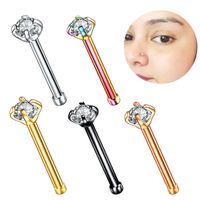Simple Style Solid Color Stainless Steel Inlay Zircon Nose Studs 1 Piece main image 2