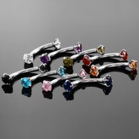 Fashion Solid Color Stainless Steel Inlay Zircon Eyebrow Nails 1 Piece main image 5