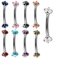 Fashion Solid Color Stainless Steel Inlay Zircon Eyebrow Nails 1 Piece main image 4