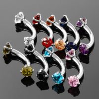 Fashion Solid Color Stainless Steel Inlay Zircon Eyebrow Nails 1 Piece main image 3
