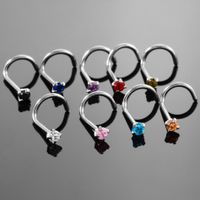 Fashion Solid Color Stainless Steel Inlay Zircon Nose Studs 1 Piece main image 4