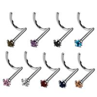 Fashion Solid Color Stainless Steel Inlay Zircon Nose Studs 1 Piece main image 5