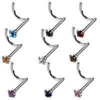 Fashion Solid Color Stainless Steel Inlay Zircon Nose Studs 1 Piece main image 1