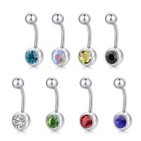 Simple Style Geometric Titanium Steel Inlay Zircon Belly Ring 1 Piece main image 6