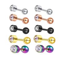 Fashion Solid Color Stainless Steel Inlay Artificial Gemstones Ear Studs 1 Piece main image 3