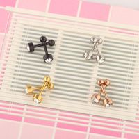 Fashion Solid Color Stainless Steel Inlay Artificial Gemstones Ear Studs 1 Piece main image 1