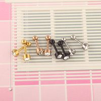 Fashion Solid Color Stainless Steel Inlay Artificial Gemstones Ear Studs 1 Piece main image 5