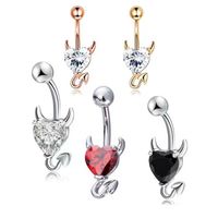 Simple Style Heart Shape Titanium Steel Inlay Zircon Belly Ring 1 Piece main image 6