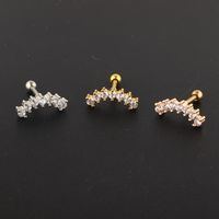 Simple Style Solid Color Stainless Steel Inlay Zircon Ear Studs 1 Piece main image 3