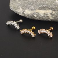 Simple Style Solid Color Stainless Steel Inlay Zircon Ear Studs 1 Piece main image 2