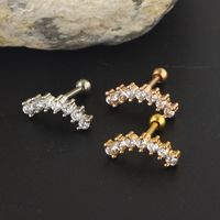 Simple Style Solid Color Stainless Steel Inlay Zircon Ear Studs 1 Piece main image 5