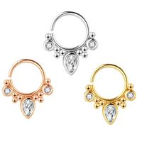 Simple Style Water Droplets Copper Inlay Zircon Nose Ring 1 Piece main image 3