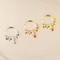 Simple Style Water Droplets Copper Inlay Zircon Nose Ring 1 Piece main image 1