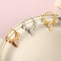 Simple Style Water Droplets Copper Inlay Zircon Nose Ring 1 Piece main image 4