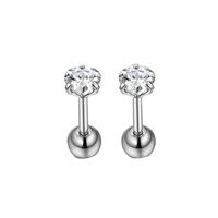 Simple Style Geometric Stainless Steel Inlay Zircon Ear Studs 1 Piece main image 3