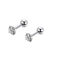 Style Simple Géométrique Acier Inoxydable Incruster Zircon Boucles D'oreilles 1 Pièce main image 4