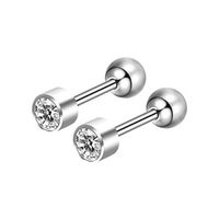 Simple Style Geometric Stainless Steel Inlay Zircon Ear Studs 1 Piece sku image 4