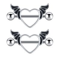 Retro Angel Heart Shape Stainless Steel Plating Belly Ring 1 Piece main image 3