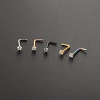 Simple Style Solid Color Stainless Steel Inlay Zircon Nose Studs 1 Piece main image 5